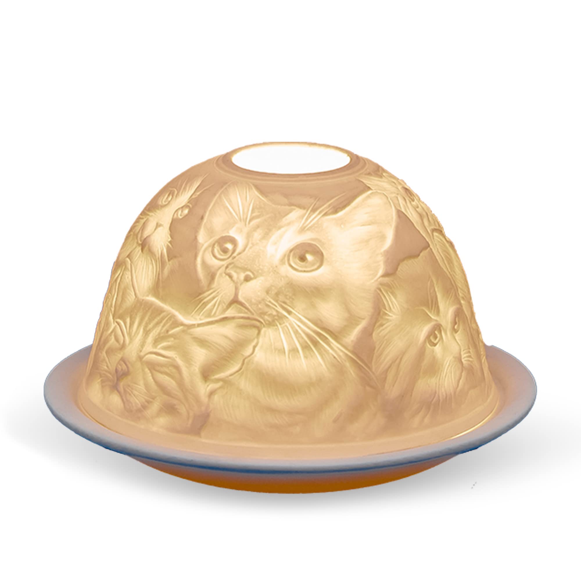 Light-Glow Tealight Candle Holder - Cats LD12008, White, Approx. H8 x Ø12cm or H3.2" x Ø4.7"