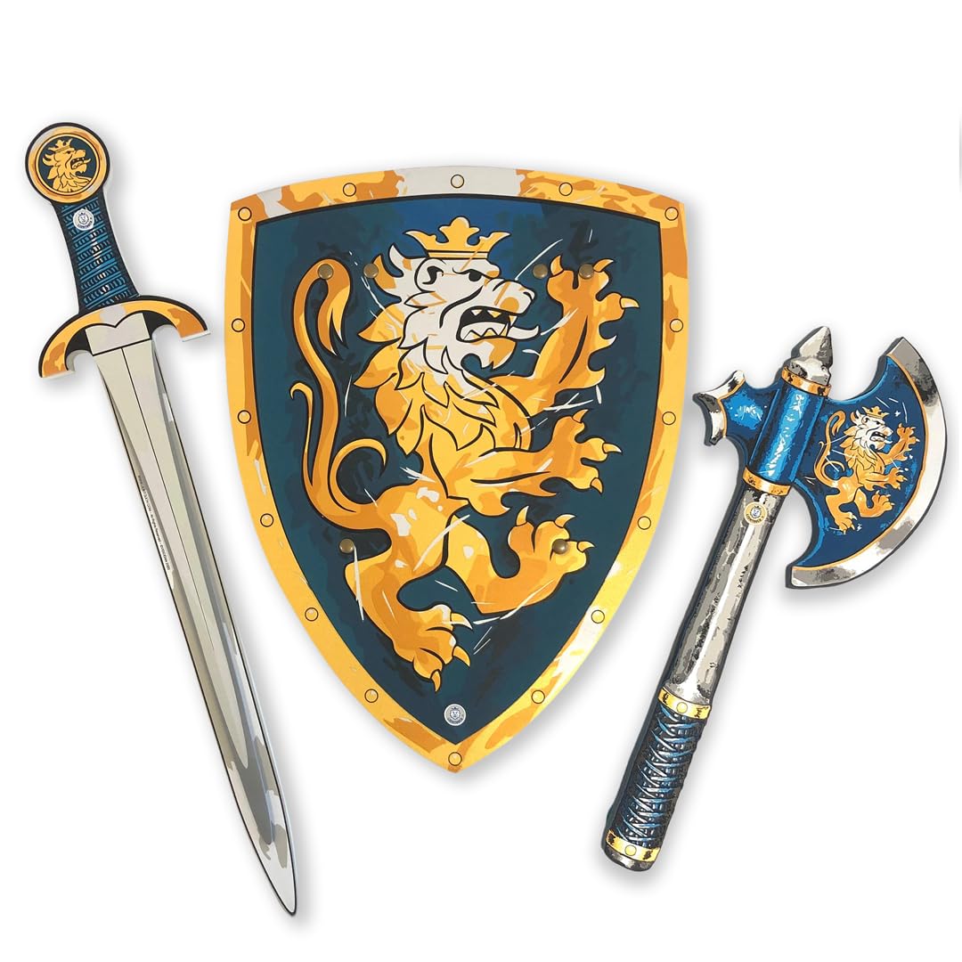 Liontouch - Noble Knight Foam Sword, Shield & Axe, Blue | Playfighting Set For Boys Aged 3-8 Years | Safe Medieval Toy Weapons & Battle Accessories | Pretend Play, Dress Up & Costumes For Kids