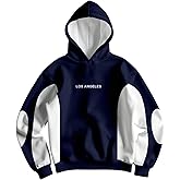GORGLITTER Men's Oversized Graphic Hoodies Streetwear Color Block Long Sleeve Y2k Fleece Pullover Sweatshirt