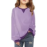 Haloumoning Girls Casual Crewneck Sweatshirts Kids Long Sleeve Oversized Fashion Pullover Tops 5-14 years