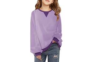 Haloumoning Girls Casual Crewneck Sweatshirts Kids Long Sleeve Oversized Fashion Pullover Tops 5-14 years