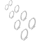316L Surgical Stainless Steel Huggie Hoop Earrings 6mm 8mm 10mm 11mm 12mm 14mm Hypoallergenic Earrings Hoop Cartilage Helix Lobes Hinged Sleeper Earrings For Men Women