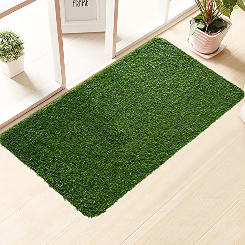 32â€X20â€ Heavy Duty Green Artificial Grass Turf Carpet Rug Welcome Door Mat Synthetic Lawn Turf Carpet for Entrance Way & Porch, Outdoors and Indoors