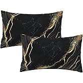 Nezweld Marble Gold and Black Pillow Cover 12x20 Set of 2,Throw Pillow Covers Farmhouse Outdoor Pillow Cushion Case for Couch Living Room Bedroom Bed Sofa Modern Home Decor