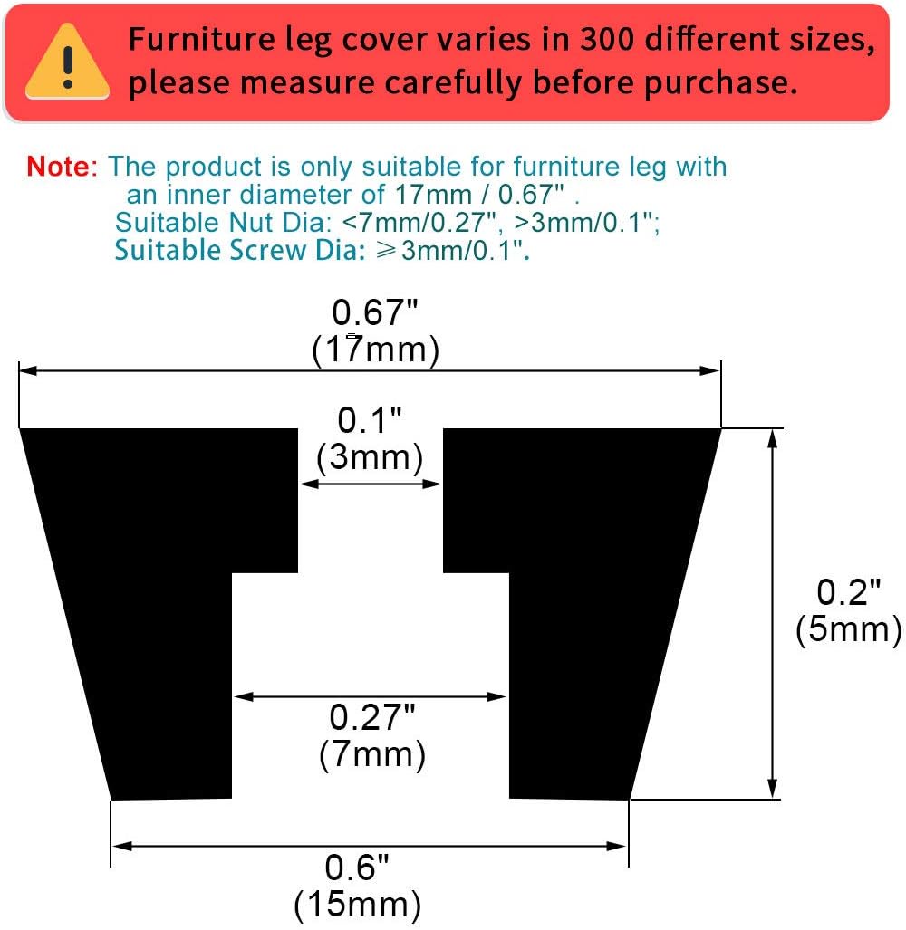sourcing map 50pcs Rubber Feet Bumpers Furniture Table Amplifier Speaker Cabinet Leg Pads, D17x15xH5mm, Black - Image 3