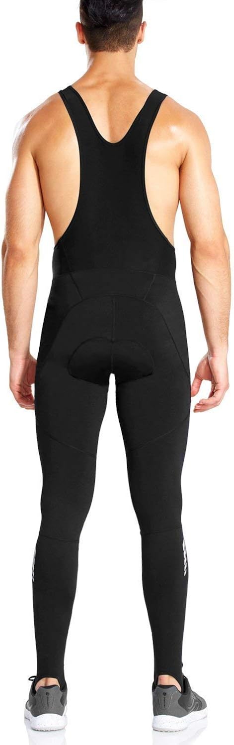 BALEAF Men's 3D Padded Thermal Cycling Bib Long Pants Stirrup Bike Tights Compression Leggings Black Size XXL: Clothing