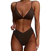 SUUKSESS Women Triangle High Cut Bikini Sets Sexy High Waisted 2 Piece Swimsuit
