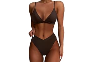 SUUKSESS Women Triangle High Cut Bikini Sets Sexy High Waisted 2 Piece Swimsuit