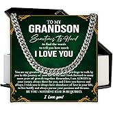 SUTERY Cuban Link Chain Necklace For Grandson, Grandson Gifts From Grandma Grandpa, Christmas Birthday Graduation Gift Sweet Message Card Box