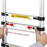 Lucn Telescopic Loft Ladder 3.2m 11 Steps Stainless Steel Extendable view 2
