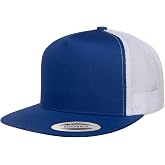 Yupoong 5-Panel YP Classic Trucker Cap | High Profile Flat Visor Snapback | Structured Crown, Hard Buckram, Plastic Snap Closure, Flat Bill, Reinforced Stitching, Bulk Packs Available