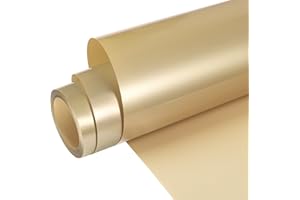 WRAPXPERT Gold HTV Light Gold Heat Transfer Vinyl Roll,12''x5ft Iron on Vinyl, Champagne Heat Press Vinyl for T-Shirts, Fabrics, Easy to Transfer & Cut