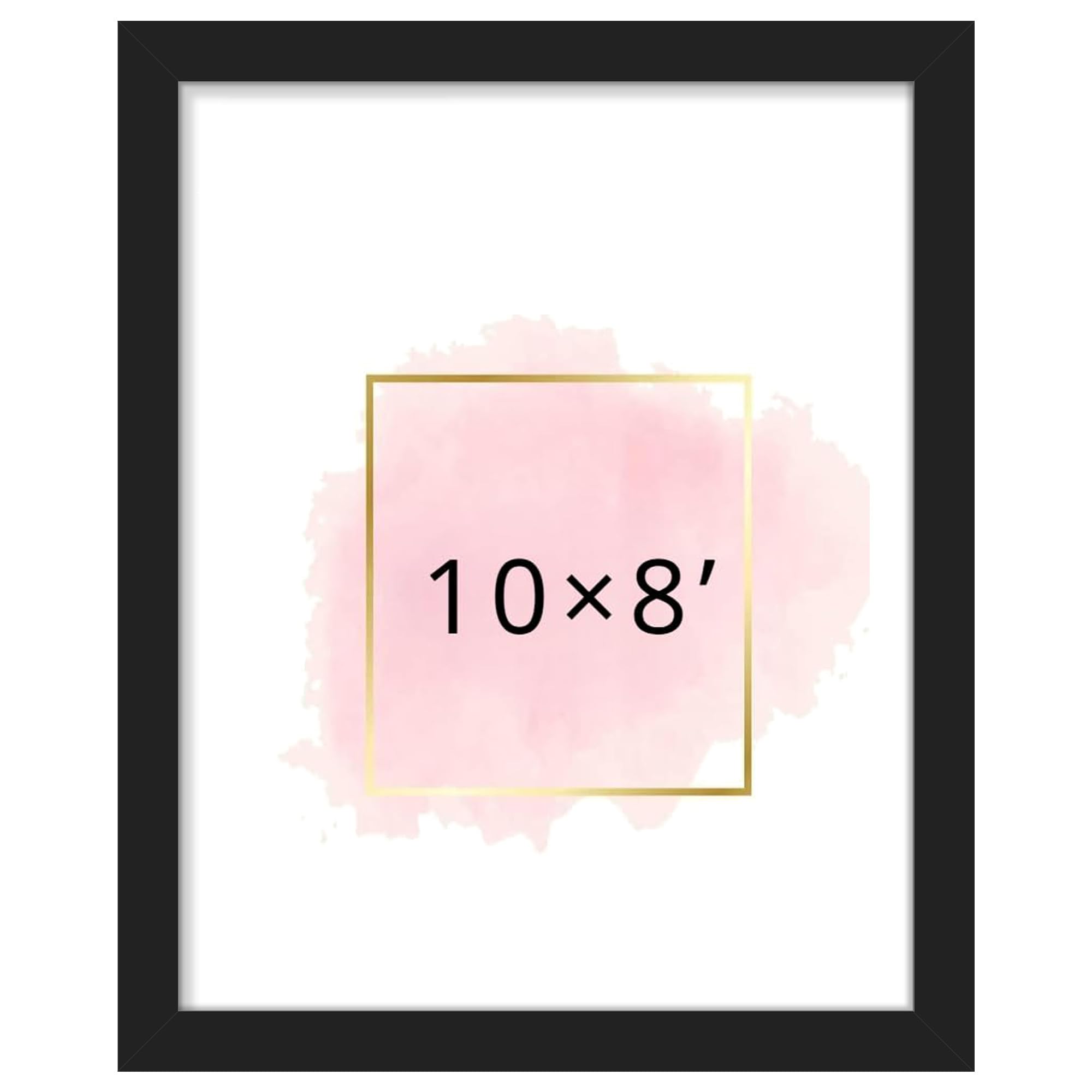 8x10 Inch Wooden Picture Frame - Art Print Poster Frame with Clear Perspex Front, Wall Mount or Tabletop, Ready for Art Prints and Certificates (Black)