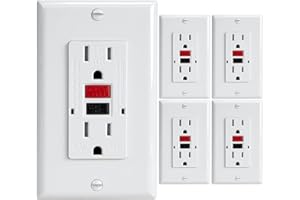OMEENET 15 Amp GFCI Outlet, Tamper Resistant, Weather Resistant, Self Test GFI Receptacle, 15Amp Ground Fault Circuit Interrupter Outlet for Indoor or Outdoor Use, UL Listed(5 Pack)