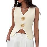Verdusa Women's Old Money Tops Sweater Vest V Neck Metal Knit Trendy Going Out Tops