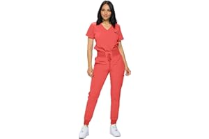 MONARCH UNIFORMS Stretchy Scrubs Women's Jogger Scrub Set In Regular and Petite Jogger Scrubs with Tuck-In Top for Women