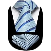 HISDERN Mens Striped Ties Classic Silk Woven Tie and Pocket Square Set Formal Business Necktie Handkerchief for Wedding