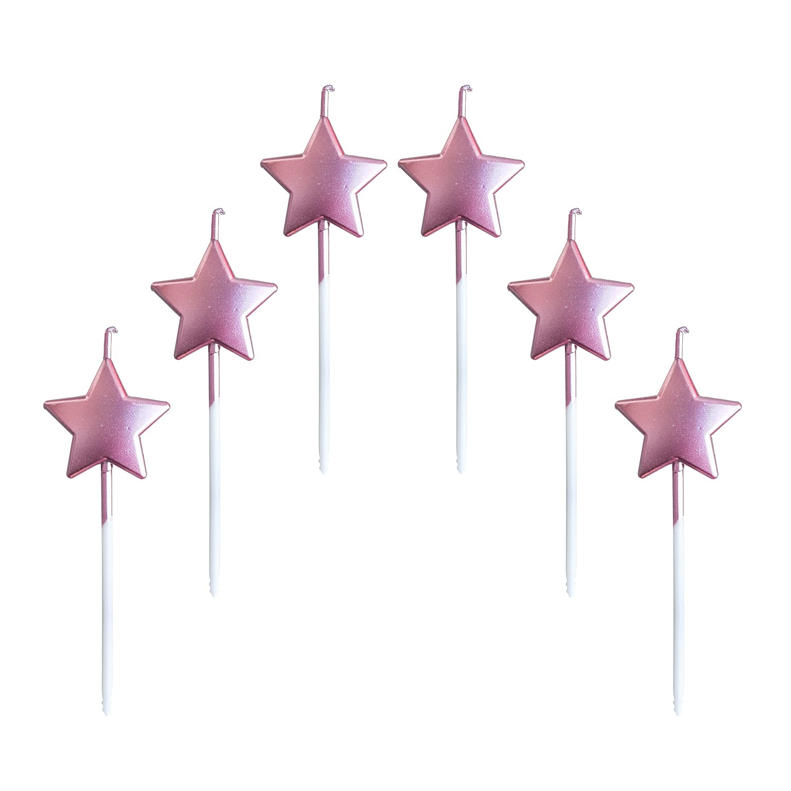 Star Birthday Candles,6 Pcs Metallic Exquisite Cake Candles for Birthday Wedding Party Cupcakes Topper Decorations Anniversary Valentines Day,Rose Gold