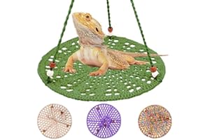 hokable Reptile Hammock, Reptile Hammock Swing Hanging Bed for Bearded Dragon Lizard Snake Gecko Chameleon Parrot Hamster Small Pets （9.8"*17.7" Green）