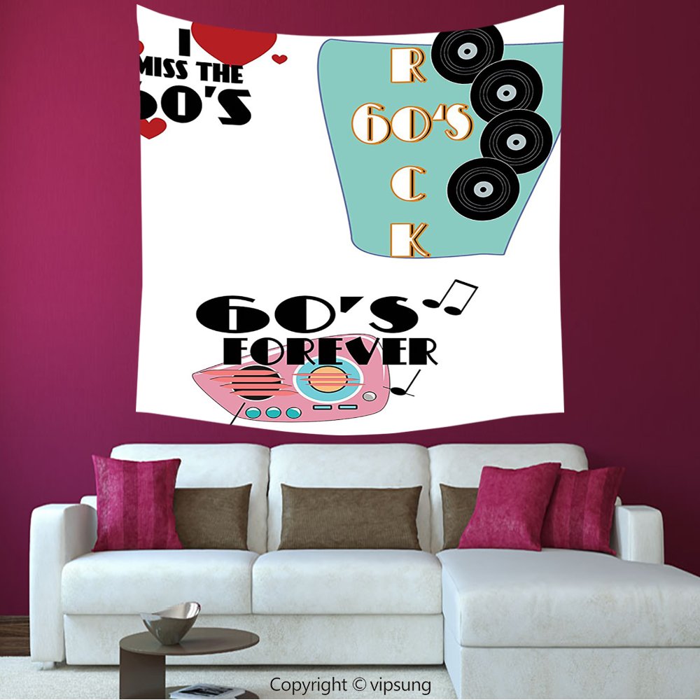 House Decor Square Tapestry 1960s Decorations Collection