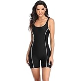 Adoretex Women's One Piece Bathing Suits, Boyleg Unitard Swimsuit for Water Aerobics, Fitness or Lap Swimming