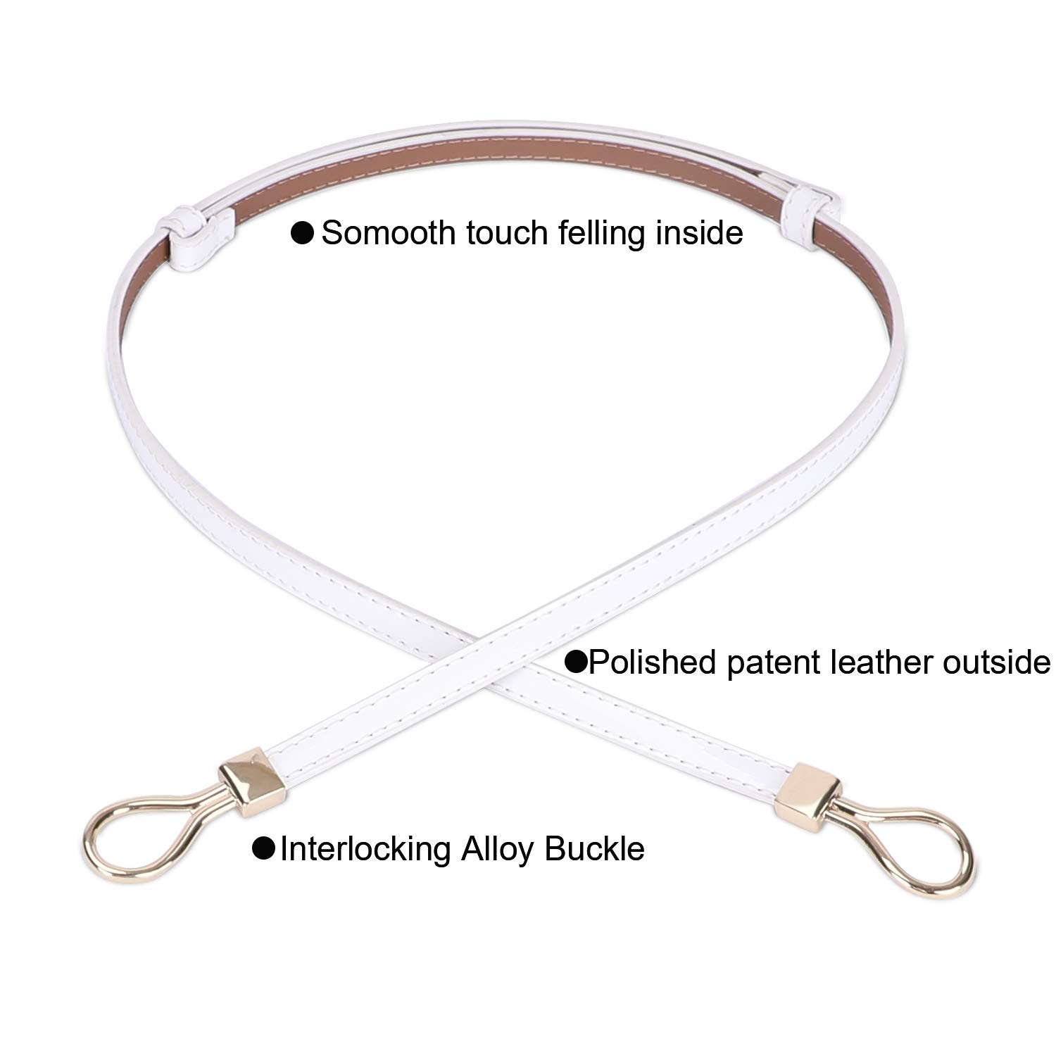 Leather Skinny Women Belt Thin Waist Belts for Dresses Up to 37\