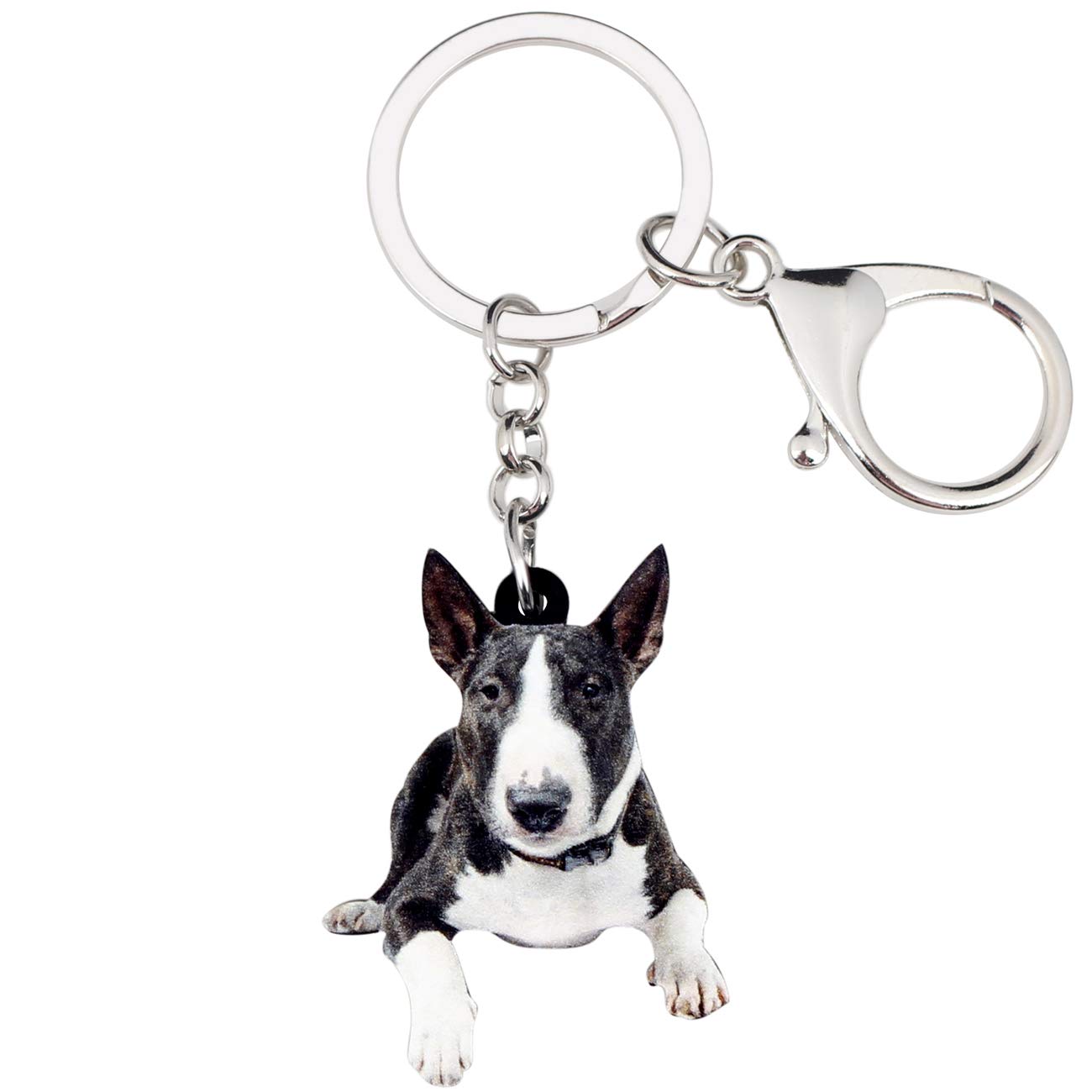 NEWEI Acrylic English Bull Terrier Dog Keychain Keyrings for Women Girls Cute Dog Keyfobs Gifs (English Bull Terrier)