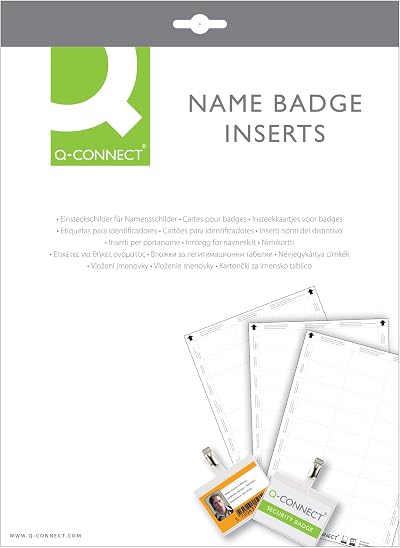 Q-Connect Name Badge Inserts 54x90mm 10 Per Sheet Pack of 25