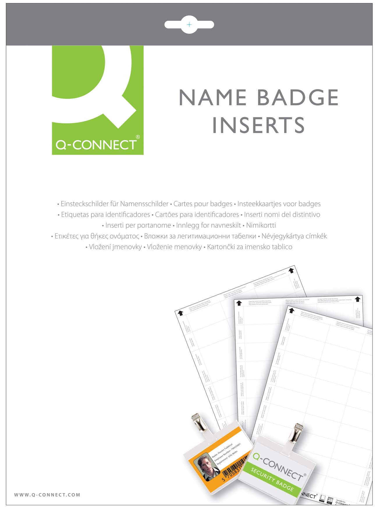 Q-Connect Name Badge Inserts 54x90mm 10 Per Sheet (Pack of 25)