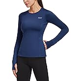 baleaf Thermal Shirts for Women Long Sleeve Fleece Tops Running Workout Cold Weather Gear Compression Zipper Pocket