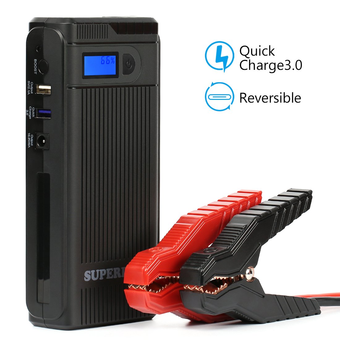 SUPERPOW Batería Arrancador de Coche A Jump Starter Batería de Emergencia Portátil