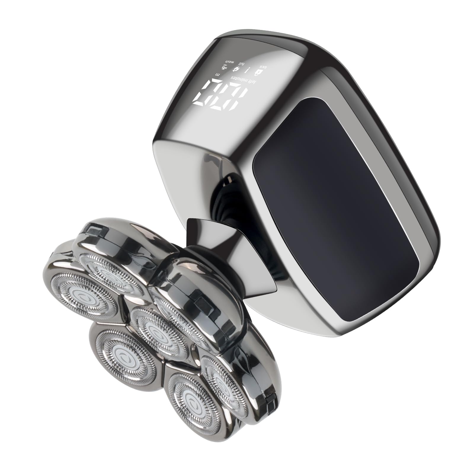 Qhecomce Head Shavers for Men, 6-in-1 Elctric Razor for Bald Men 7D Wet/Dry Cordless Men's Electric Shaver Waterproof Grooming Kit - Wireless and Type-C Charging (Black&Silver)