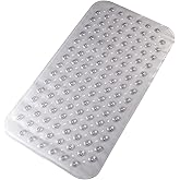 Tcbelosion Non Slip Bath Mat, Quick-Dry Bathtub Mat with Strong Suction Cups & Drain Holes, Soft PVC Bathroom Mat for Smooth Surfaces, Machine Washable, 27.5x15 Inches, Grey