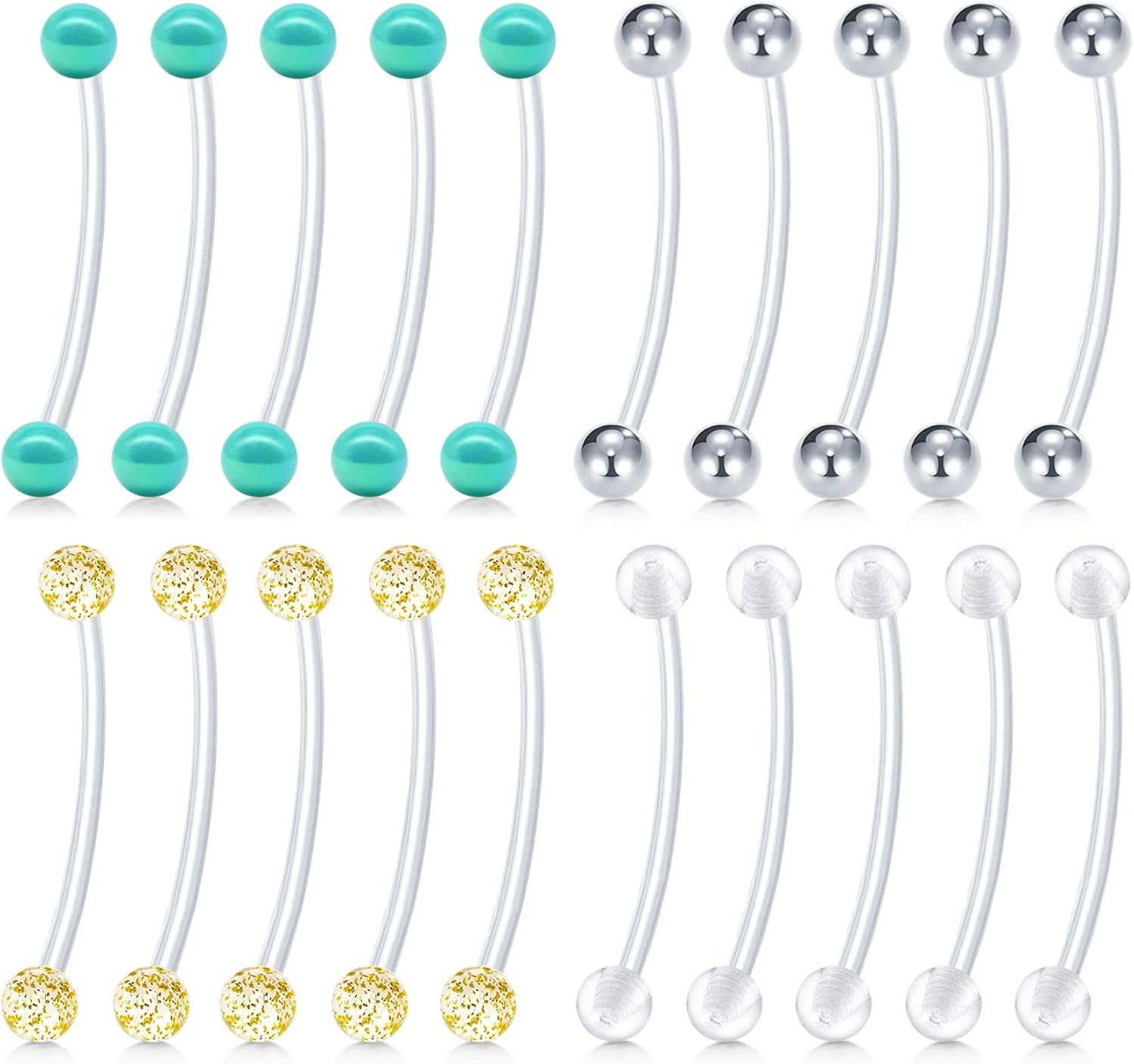FECTAS 14g Pregnant Belly Button Rings Retainers Clear Plastic
