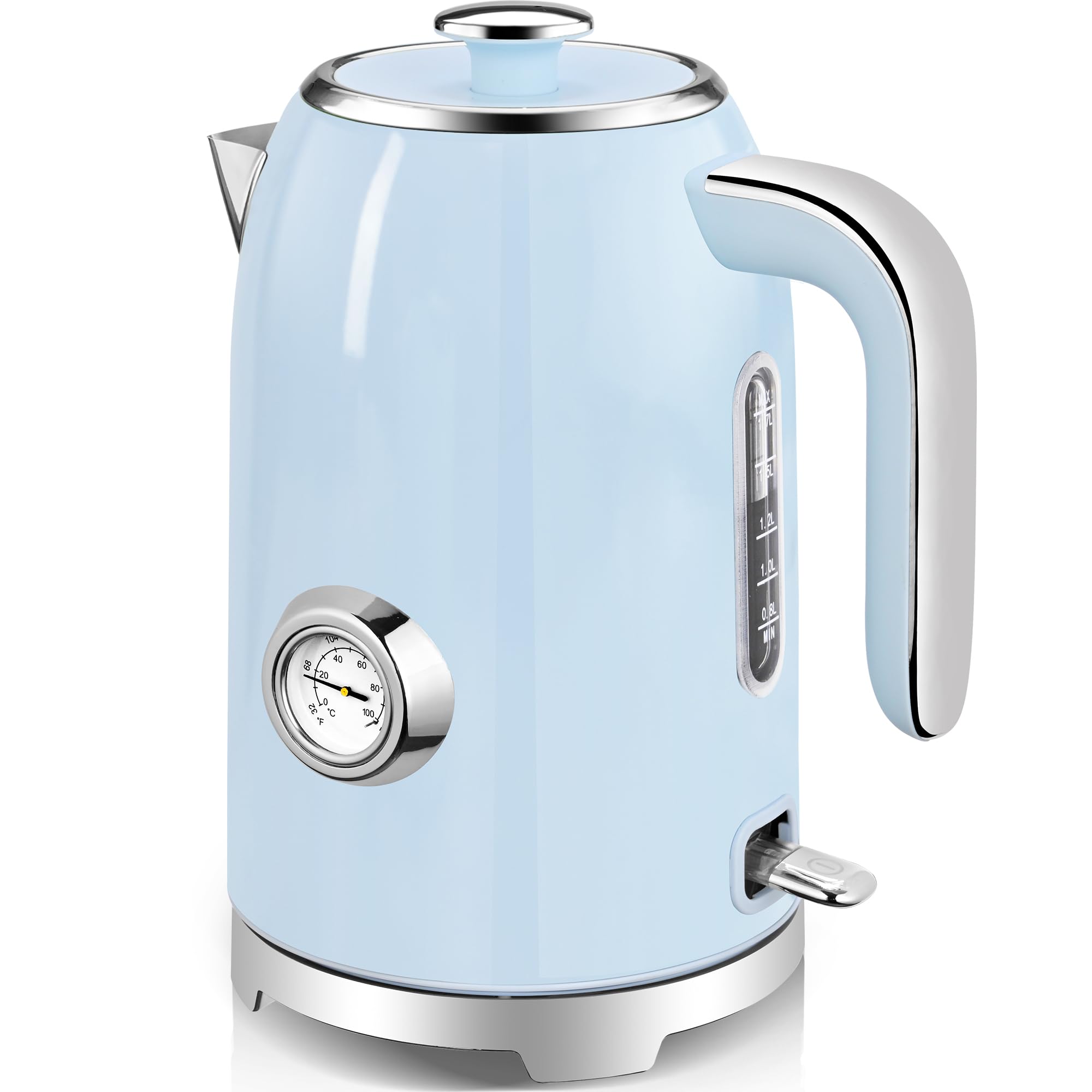 Photo 1 of SUSTEAS Electric Kettle - 57oz Hot Tea Kettle Water Boiler with Thermometer, 1500W Fast Heating Stainless Steel Tea Pot, Cordless with LED Indicator, Auto Shut-Off & Boil Dry Protection, Blue