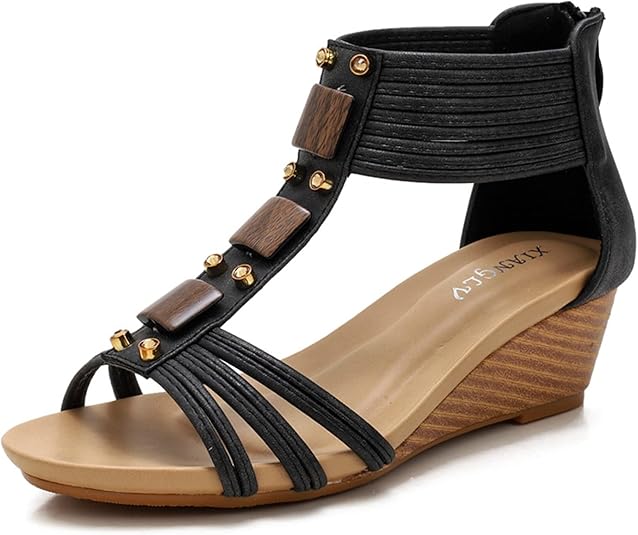 Ladies Gladiator Sandals Mid Heel Peep Toe with Back