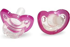 RaZbaby Jollypop Pacifier for Babies 3 Months and Up, USA Made, Natural Shaped Orthodontic Binky, Lovingly Shared in NICUs & Hospitals Worldwide, Medical-Grade 100% BPA-Free - 2 Pack - Pink