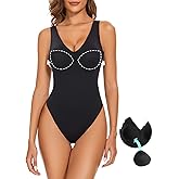 Decorus Women's Shapewear Tank Bodysuits - Plunge V Neck Sleeveless Shapewear： Built in Bra V Backless Thong Body suits Tops