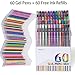 Reaeon 120 Coloring Gel Pen Set Including 60 Colored Gel Pens & 60 Ink Refills Perfect for Adults Coloring Books, Artist, School, Office, Writing, Drawing