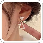 Zeshimb Cute Rabbit Bear Earrings Pearl Rhinestone Bunny Dangle Earrings Imitation Pearl Cluster Heart Stud Earrings Diamond Cz Rabbit Outline Drop Earrings Wedding Jewelry Jewelry for Women