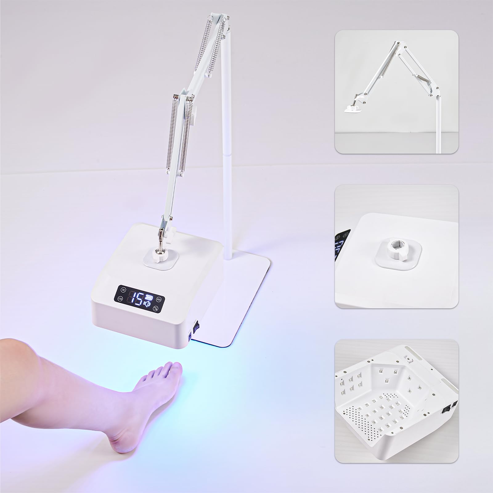 Photo 1 of DLITISH UV Foot Lamp with Stand, 78W Hanging Pedicure Lamp, Cordless UV Light for Feet with Sensor, LED Nail Light on an Arm, Wireless Gel Nail Polish Curing for Nails (Whole Floor Lamp)