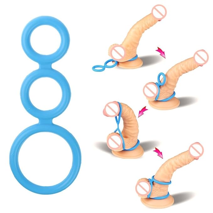 Weka dreifach Erektionsring für steinharten Penis Silikongel Verbesserung der männlichen Erektion Blau
