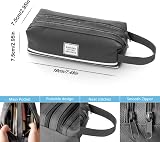 Hoinya Large Pencil Case Canvas 2 Compartments Grey view 2