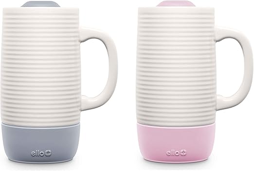 Ello Jane 18oz Ceramic Travel Mug 2 Pack Grey Pink Amazon Ca Home Kitchen