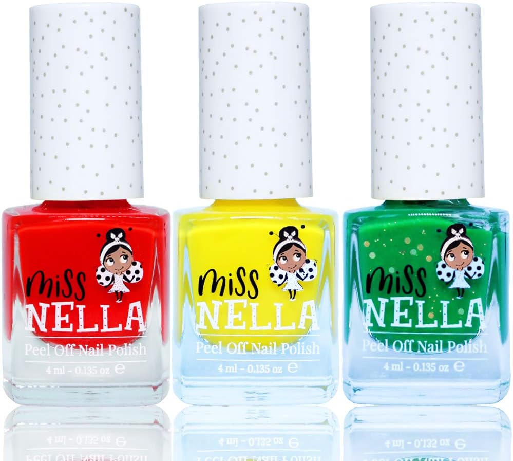 Miss Nella TRAFFIC LIGHTS- Peel Off, Odour Free, Water Base & Safe for kids nail polish pack of 3- Class Clown - Image 3