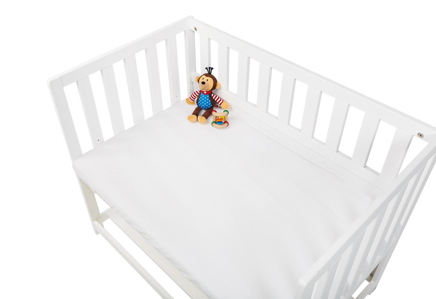 Pinolino Jersey Fitted Sheet for Add-On-Bed Cradle and Pram (White, Pack of 2)