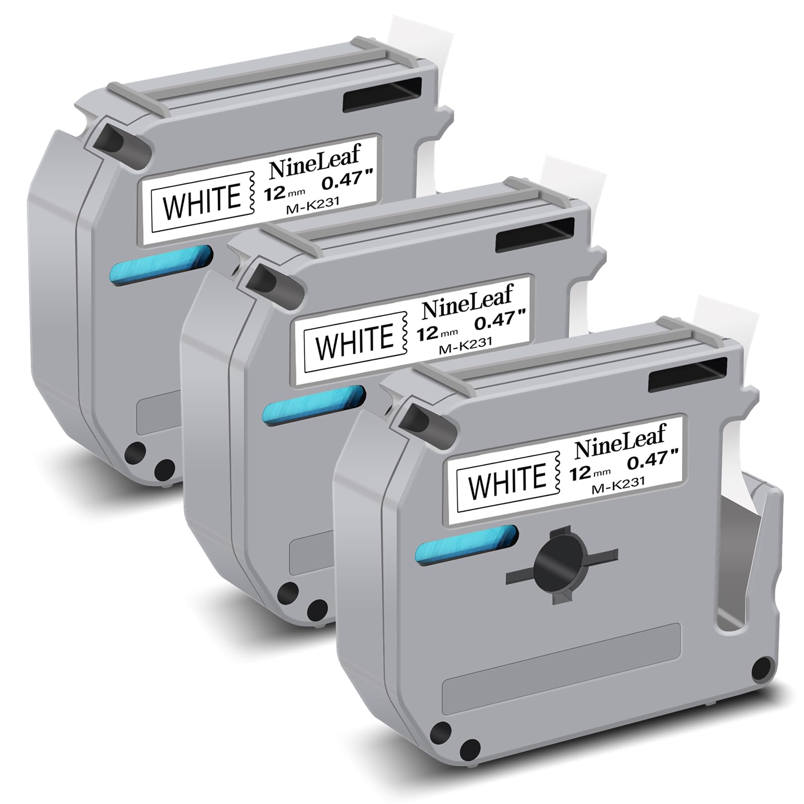 NineLeaf 3 x Compatible for Brother P-touch M Tape M-K231 MK231 MK-231 M-K231S M231 Black on White 12mm 0.47'' Label Tape for Brother Label Maker PT-M95 PT-65 PT-90 PT70 PT-85 PT-80 PT-55 PT-70 PT-100