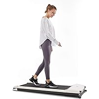 UMAY Under Desk Treadmill with Foldable Wheels, Portable Walking Jogging Machine Flat Slim Treadmill, Sports App, Installatio