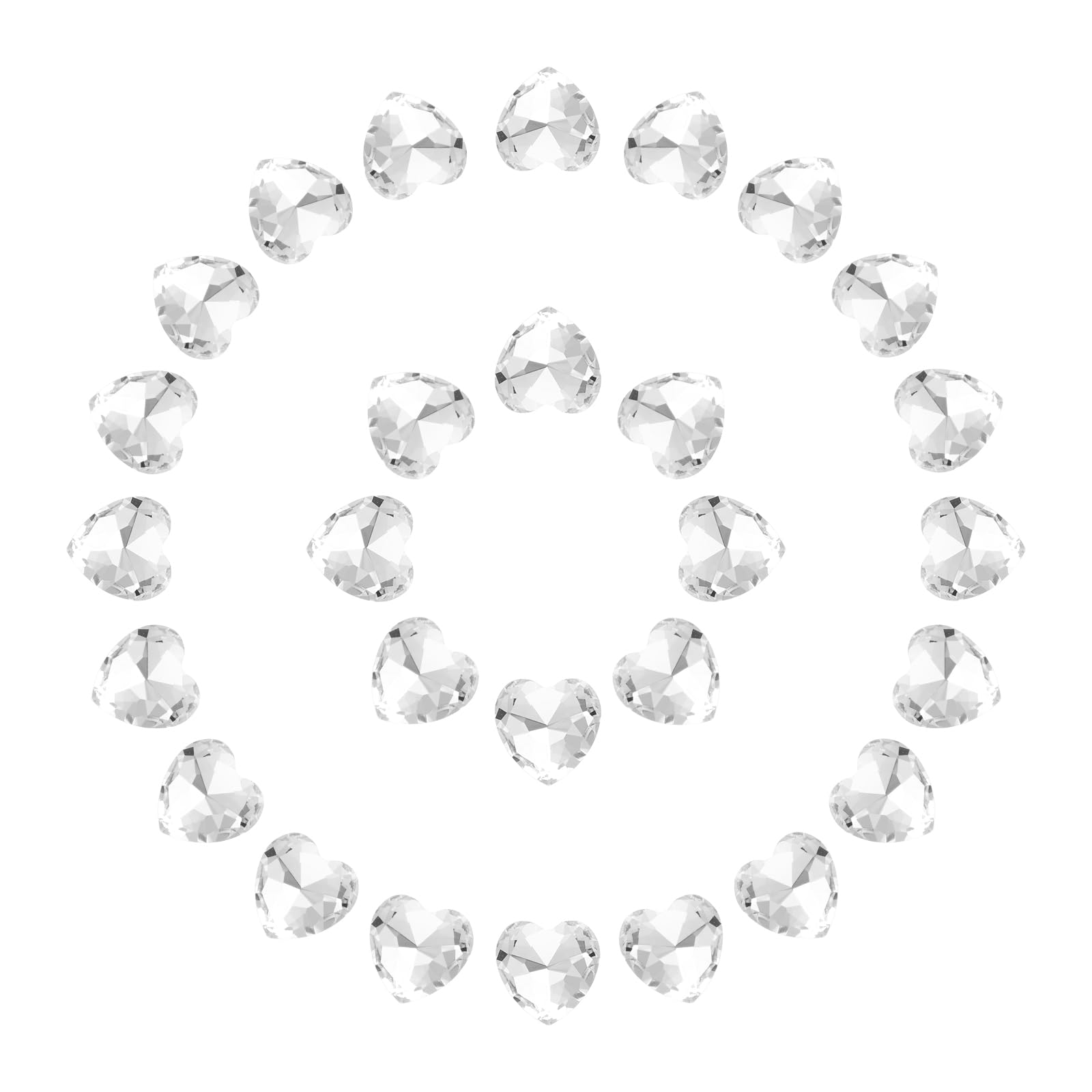 Photo 1 of MECCANIXITY 30Pcs Heart Rhinestones, 10mm Pointed Back Heart Glass Rhinestone Gems Crystal for Jewelry Making Costume DIY Crafts, White