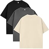 Eadali 3 Pcs Men’s Oversized T-Shirts Drop Shoulder Heavyweight 280g Cotton Loose Fit Short Sleeve Casual Tees for Men Women
